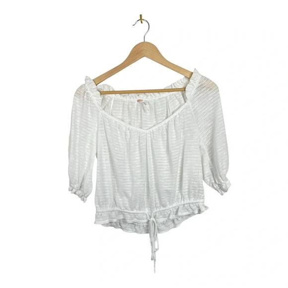 Free People Dorothy Puff Sleeve Peasant Blouse in White Size M - Picture 4 of 12